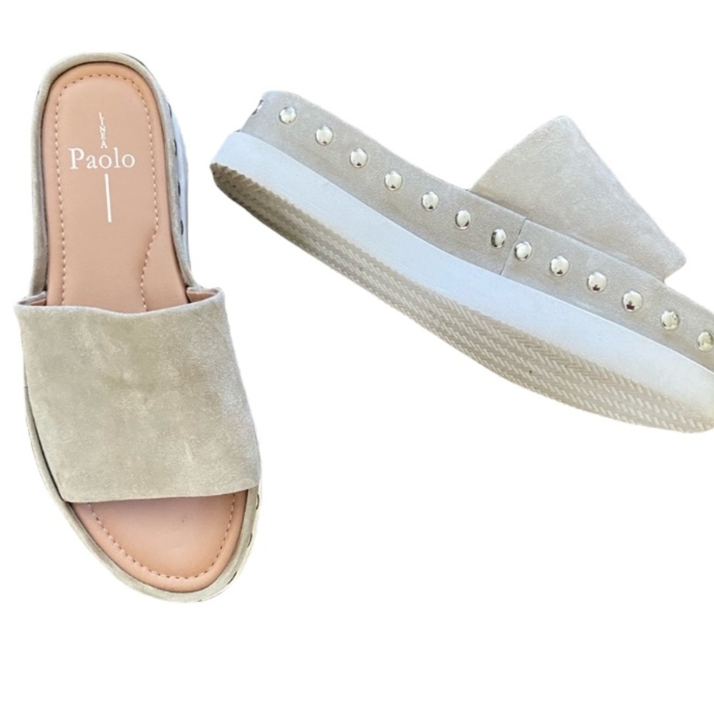 Linea Paolo gray platforms size 7.5 silver studs, new no tag